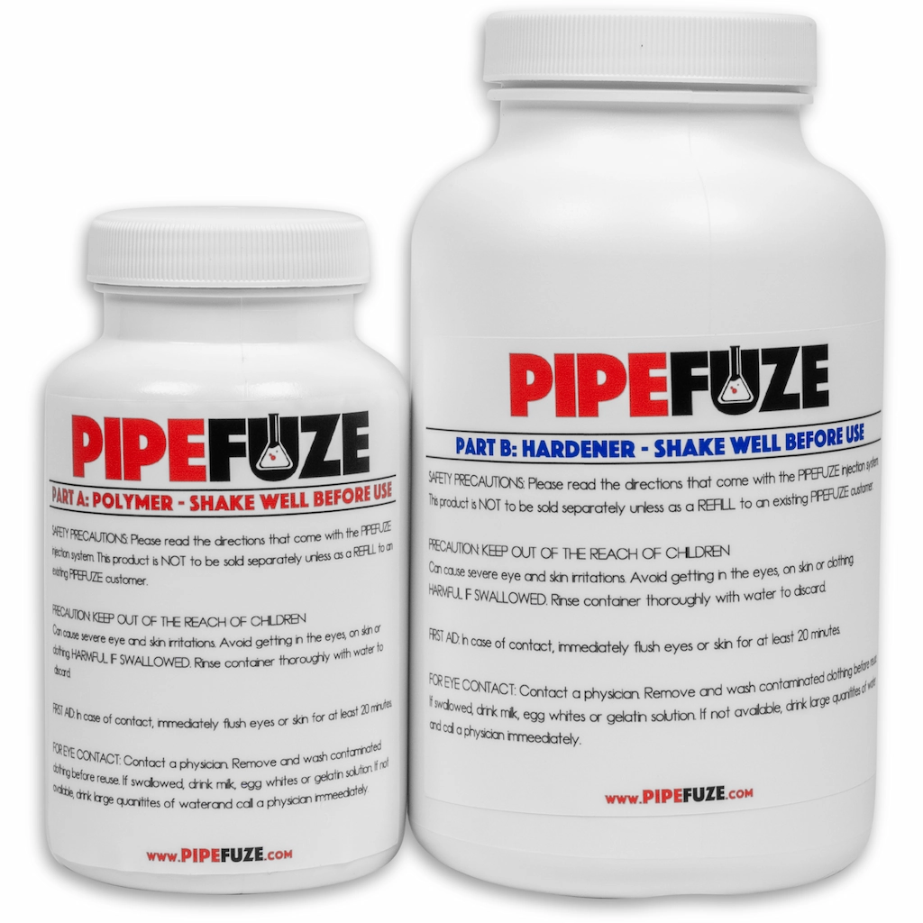 PipeFuze Part AB Pipefuze seals and stops areas in pipes where leaks occur.